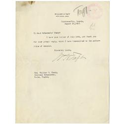 William Howard Taft Typed Letter Signed,