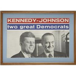 JFK-LBJ "Two Great Democrats" 1960 Poster