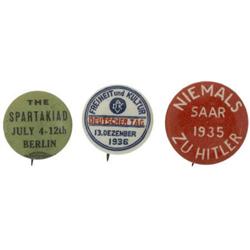 3 Propaganda Buttons Related to Nazi Germany