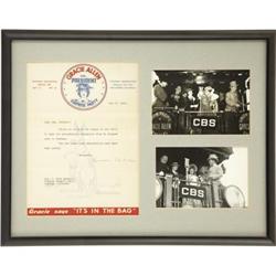 Gracie Allen 1940 Signed Campaign Letter