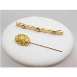 Stick pin & Bar pin w/diamonds