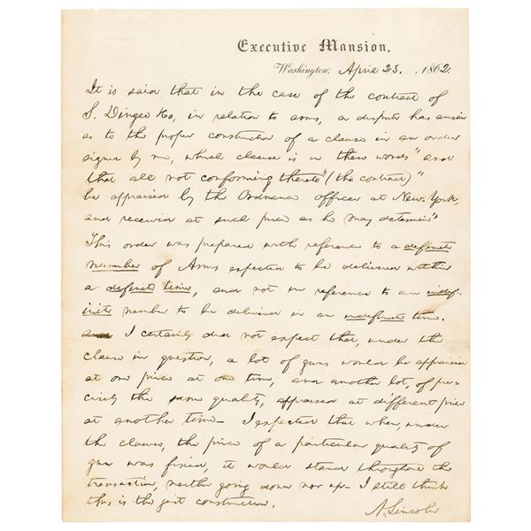 Abraham Lincoln Autograph Letter Signed as President