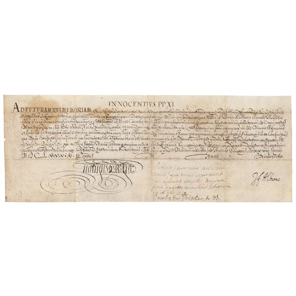 Pope Clement XI Document Signed