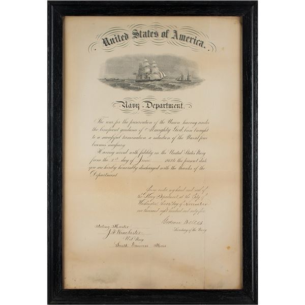 Gideon Welles Document Signed