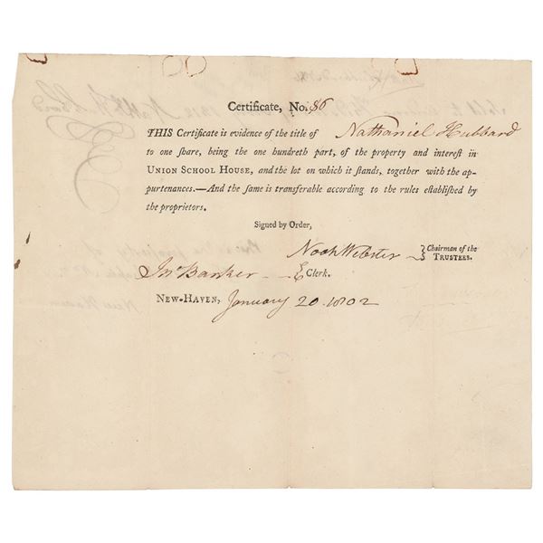 Noah Webster Document Signed
