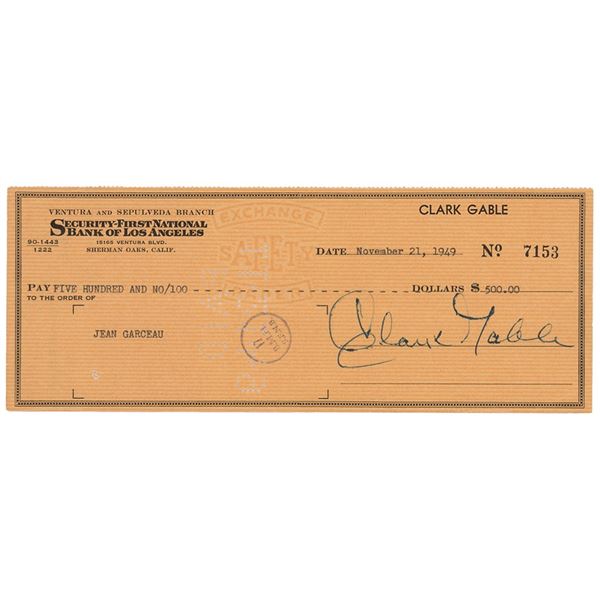 Clark Gable Signed Check