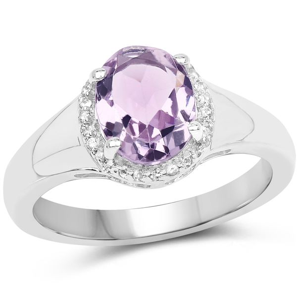 1.53 Carat Genuine Aquamarine and White Topaz .925 Sterling Silver Ring