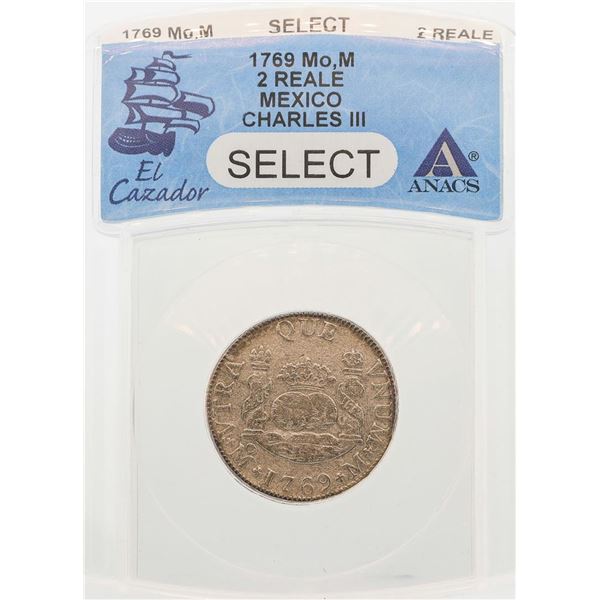 1769MoM Mexico 2 Reales Charles III El Cazador Shipwreck Coin ANACS Select