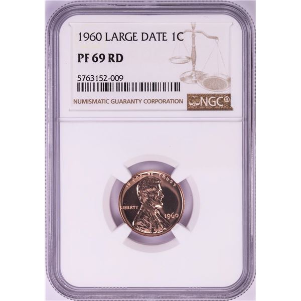 1960 Large Date Proof Lincoln Memorial Cent Coin NGC PF69RD
