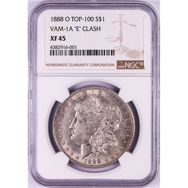 1888-O VAM-1A "E" Clash $1 Morgan Silver Dollar Coin NGC XF45 Top 100