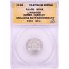 Image 1 : 2014 Proof 1/4 oz Platinum JFK Apollo 11 Anniversary Medal ANACS MS69