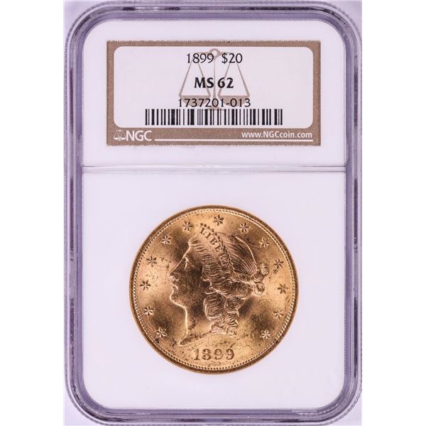 1899 $20 Liberty Head Double Eagle Gold Coin NGC MS62