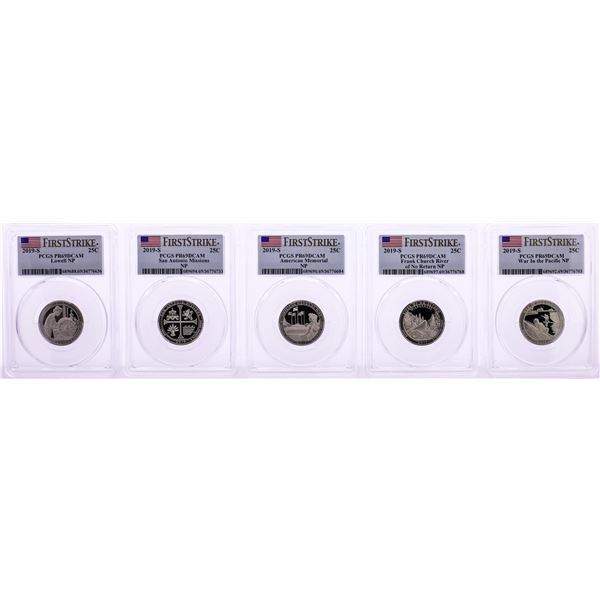 Set of (5) 2019-S Proof National Parks Quarter Coins PCGS PR69DCAM First Strike