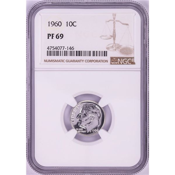 1960 Proof Roosevelt Dime Coin NGC PF69