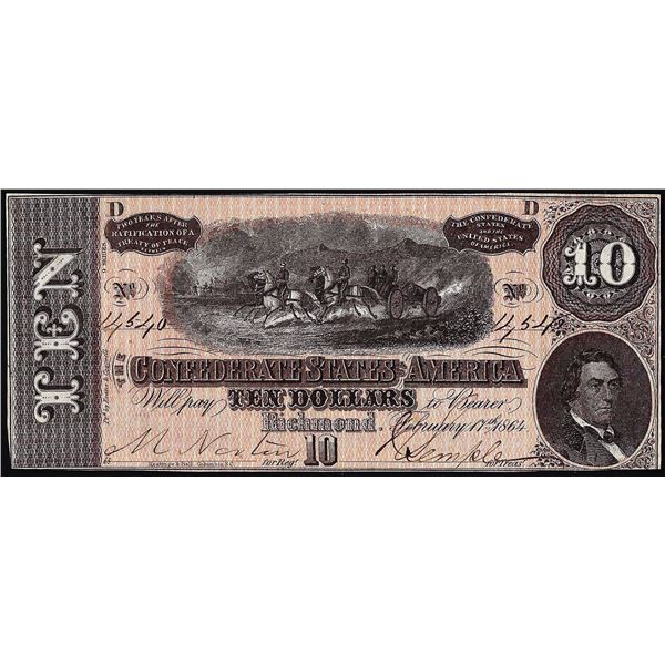 1864 $10 Confederate States of America Note