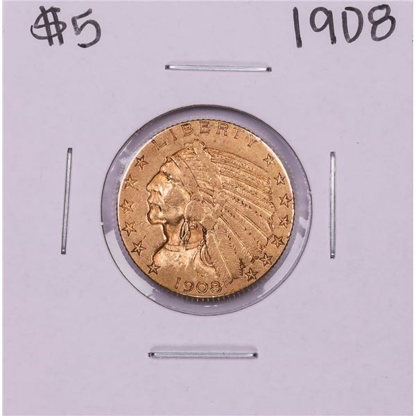 1908 $5 Indian Head Half Eagle Gold Coin
