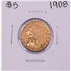 Image 1 : 1908 $5 Indian Head Half Eagle Gold Coin