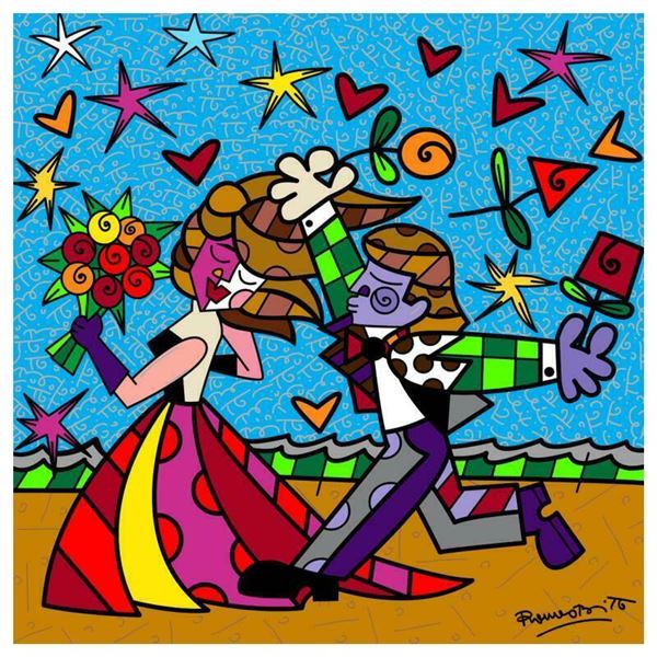 Romero Britto "I Love You" Limited Edition Giclee On Canvas