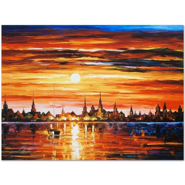 Afremov (1955-2019) "Sunset In Barcelona" Limited Edition Giclee On Canvas