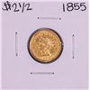 Image 1 : 1855 $2 1/2 Liberty Head Quarter Eagle Gold Coin