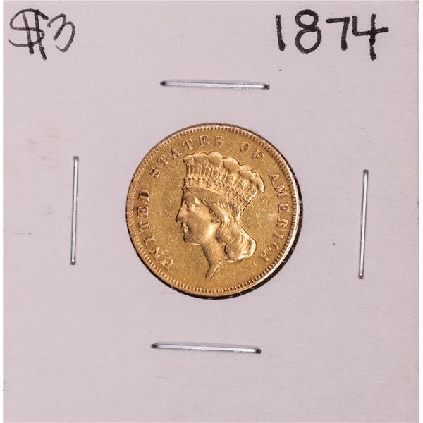 1874 $3 Indian Princess Head Gold Coin