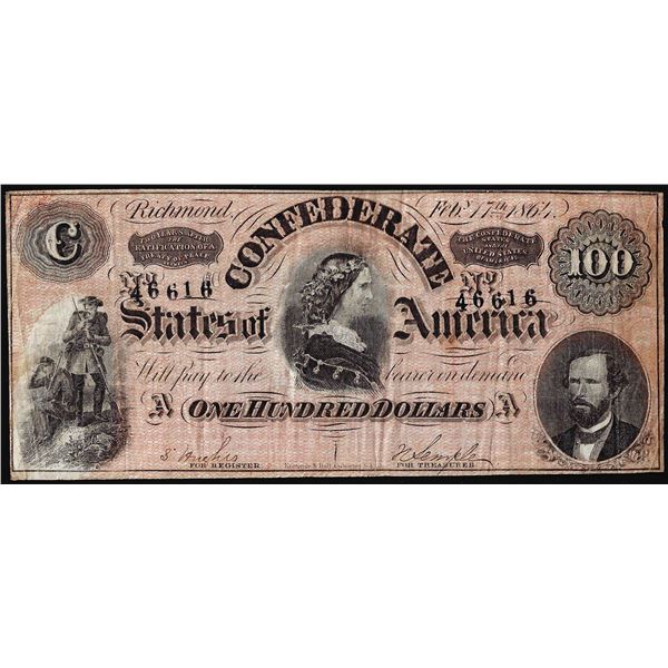 1864 $100 Confederate States of America Note