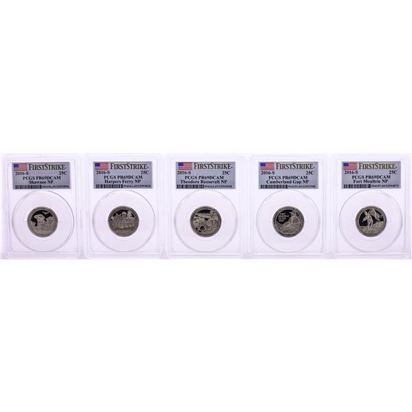 Set of (5) 2016-S Proof National Parks Quarter Coins PCGS PR69DCAM First Strike