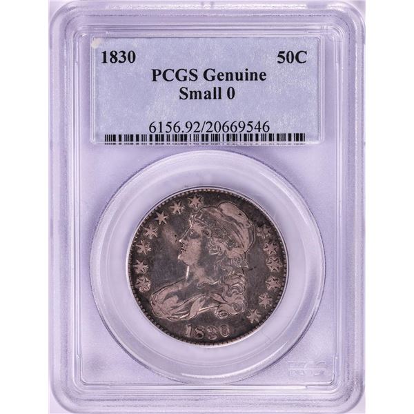 1830 Small 0 Capped Bust Half Dollar Coin PCGS Genuine