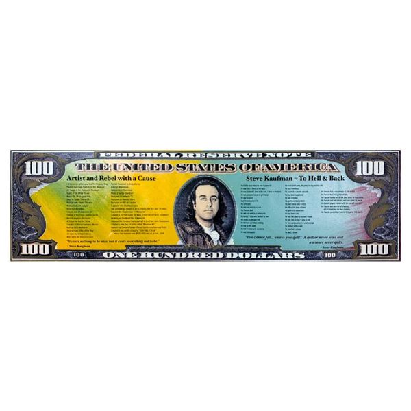 Steve Kaufman (1960-2010) "To Hell And Back ($100)" Original Mixed Media On Canvas