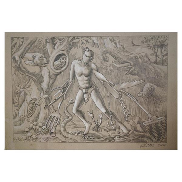 Kostabi "Instrumental Interlude" Original Pencil On Paper