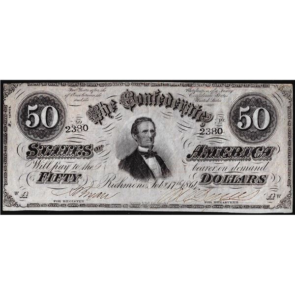 1864 $50 Confederate States of America Note