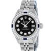 Image 2 : Rolex Ladies Stainless Steel Black Diamond & Sapphire Datejust Wristwatch