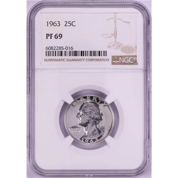 1963 Proof Washington Quarter Coin NGC PF69