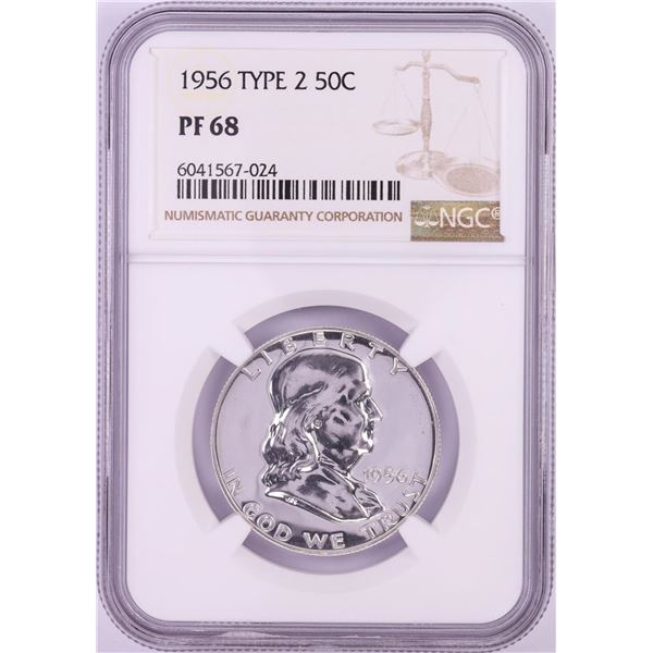 1956 Type 2 Proof Franklin Half Dollar Coin NGC PF68