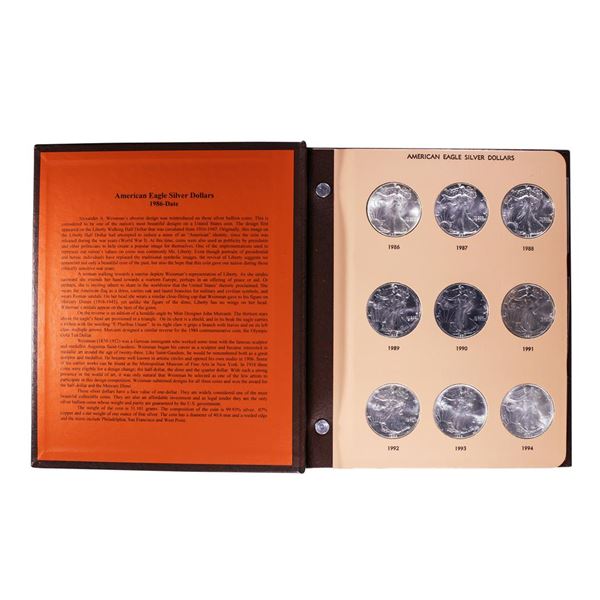 Set of 1986-2021 $1 American Silver Eagle Coins in Dansco Book