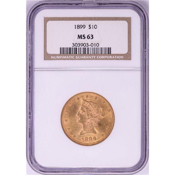 1899 $10 Liberty Head Eagle Gold Coin NGC MS63