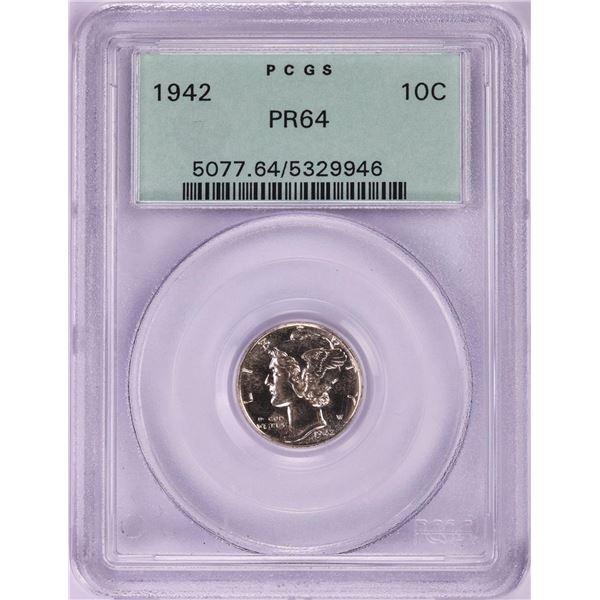 1942 Proof Mercury Dime Coin PCGS PR64 Old Green Holder