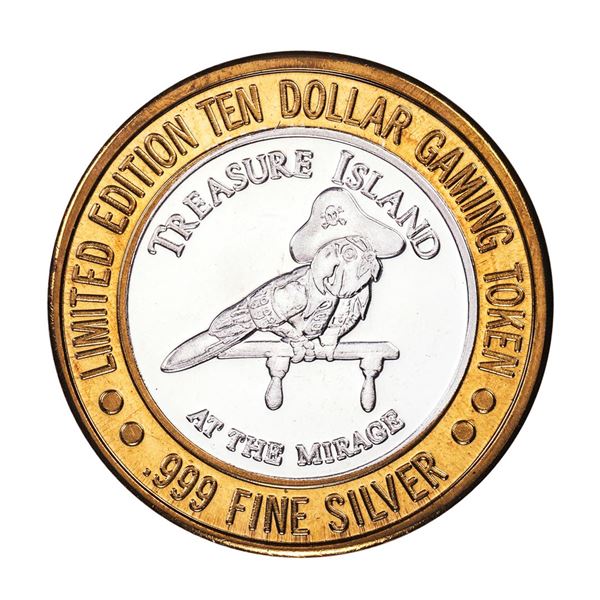 .999 Silver Treasure Island Las Vegas, Nevada $10 Casino Limited Edition Gaming Token