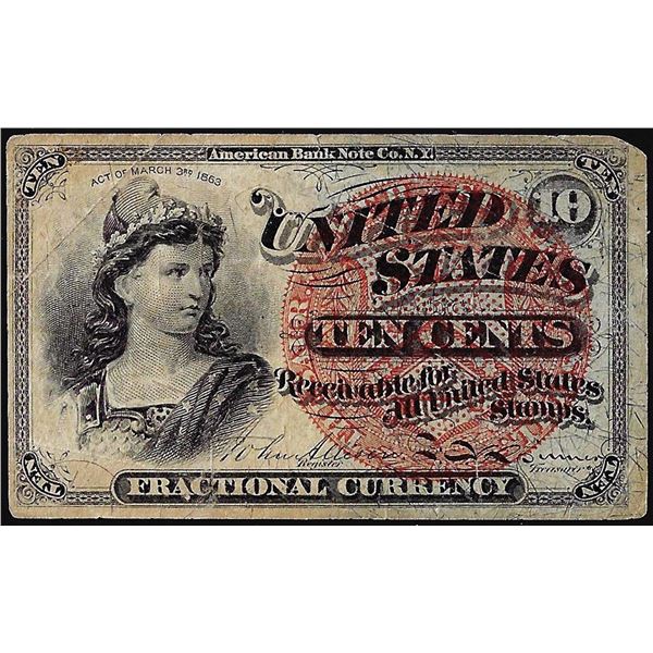 March 3, 1863 Fourth Issue Ten Cents Fractional Currency Note