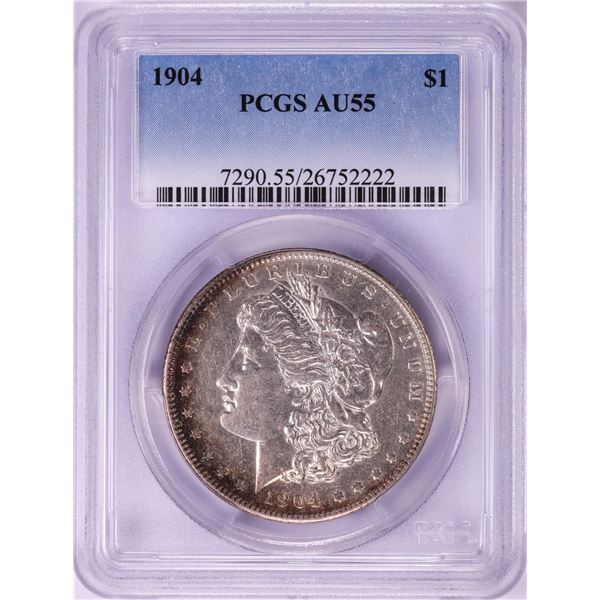 1904 $1 Morgan Silver Dollar Coin PCGS AU55