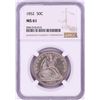 Image 1 : 1852 Seated Liberty Half Dollar Coin NGC MS61