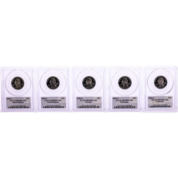 Set of (5) 2006-S Proof State Quarter Coins PCGS PR69DCAM