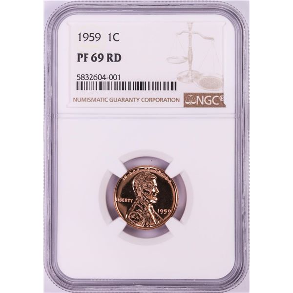 1959 Proof Lincoln Memorial Cent Coin NGC PF69RD