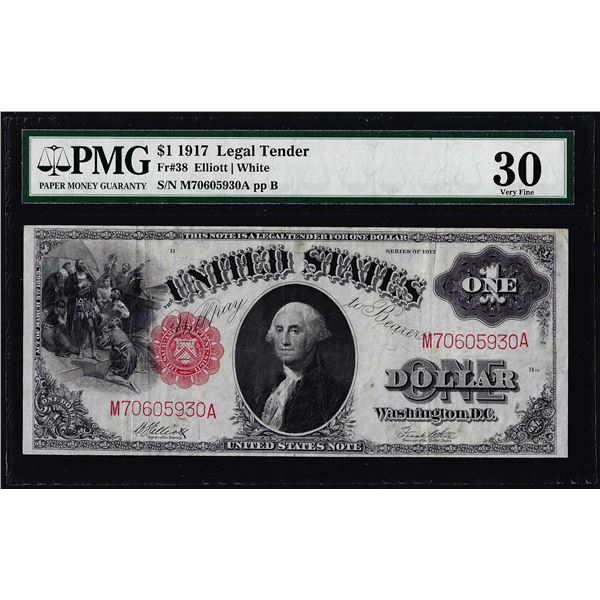 1917 $1 Legal Tender Note Fr.38 PMG Very Fine 30