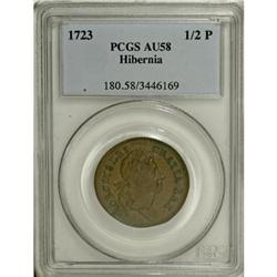 1723 1/2P Hibernia Halfpenny AU58 PCGS