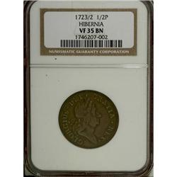 1723/2 1/2P Hibernia Halfpenny VF35 NGC