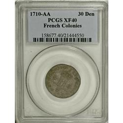 1710-AA 30DEN French Colonies 30 Deniers XF40 PCGS