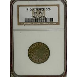 1710-AA 30DEN French Colonies 30 Deniers XF45 NGC