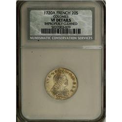 1720-A 20 Sols French Colonies VF20 CSN