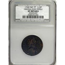 1760 1/2P Hibernia-Voce Populi Halfpenny XF40 CSN